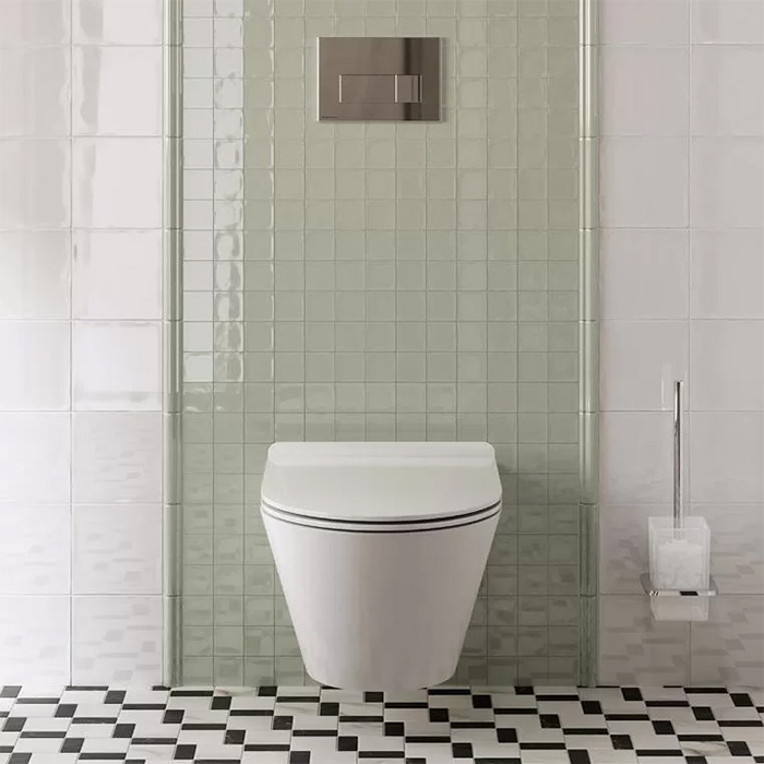 Kerama Marazzi PLAZA Modern Унитаз подвесной безободковый, с системой смыва RIM UP+ (Tornado), цвет: белый глянцевый