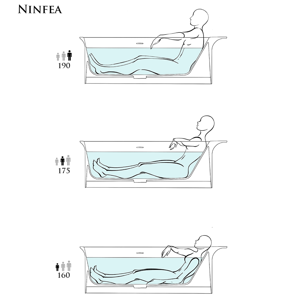 Salini Ninfea Ванна отдельностоящая 180х82х57.5cм,  донный клапан, сифон, слив-перелив, S-stone, цвет: белый матовый