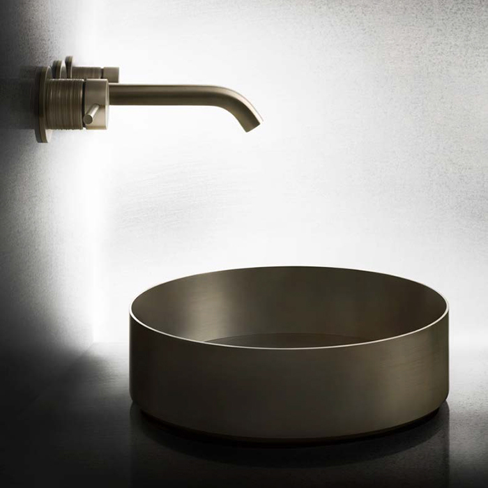 Gessi 316 Раковина 40 см, без отв., для установки на столешницу, без перелива, нержавеющая сталь, цвет: Warm bronze brushed PVD