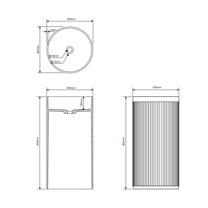 Dea Design Раковина 45х45х90см., напольная, без отв., цвет: grey