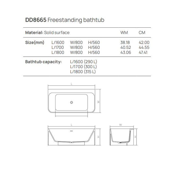 Dea Design Modern Ванна 170x80xh56см, отдельностоящая, цвет: белый