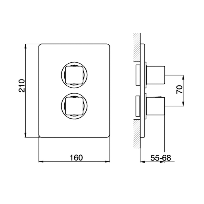 Cisal Cubic Смеситель для душа, встраиваемый, термостатический, цвет: черный матовый