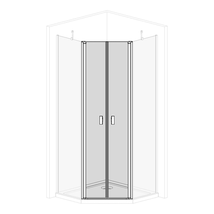 Radaway Nes PTD Душевые двери 44см, распашные, стекло прозрачное, покрытие Easy Clean, профиль: хром