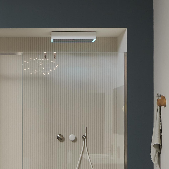 Antonio Lupi Fuorimeteo Внешний верхний душ, 52х36см, с подсветкой, цвет: белый/зеркальная сталь