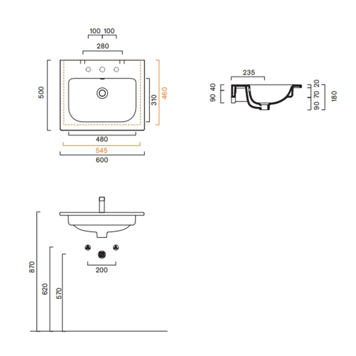 Catalano Italy Раковина 60x50см, с 1 отв., цвет: белый глянцевый