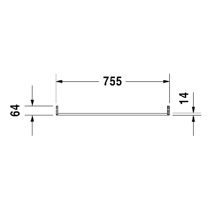 Duravit Vero Полотенцедержатель труба с квадратным сечением, 75.5x1.4см, хром