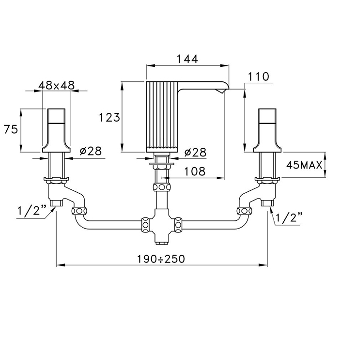 Stella Casanova Смеситель для раковины на 3 отверстия, цвет: бронза темная