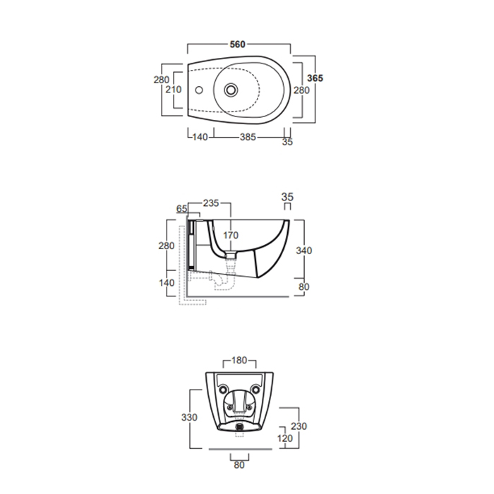 Simas Vignoni биде подвесное 56х36,5см, с 1 отв., без крепежа F85, цвет: moka matt