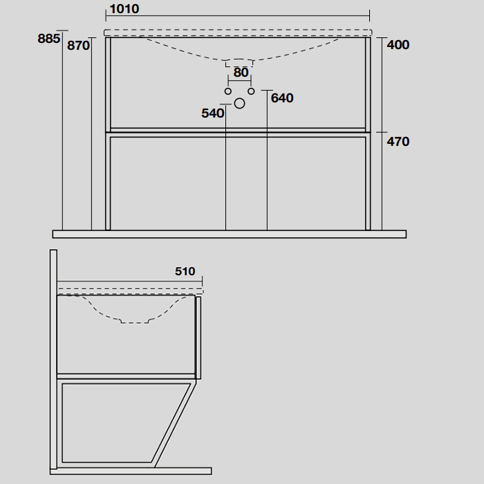 Kerasan Shape Mobile Комплект мебели 102х52см, напольный, 1 ящик, цвет: дуб/белый/черный матовый