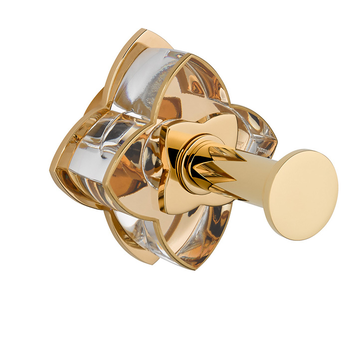 THG Pétale de cristal clair liseré doré Крючок подвесной, длинный, цвет: золото/прозрачный хрусталь