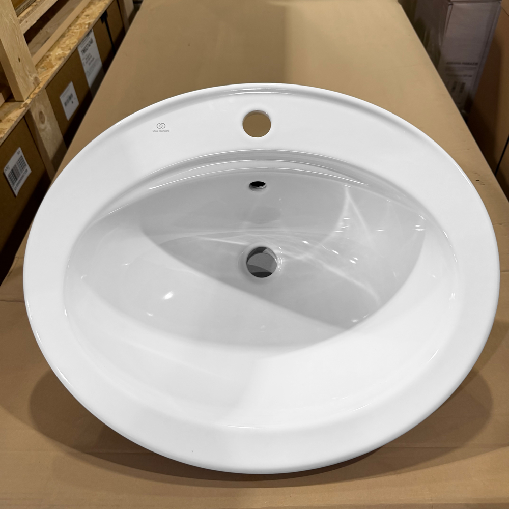 Ideal Standard Evrovit Раковина 55х40х13см., врезная сверху, 1 отв., с переливом, без крепежа, цвет: белый глянцевый