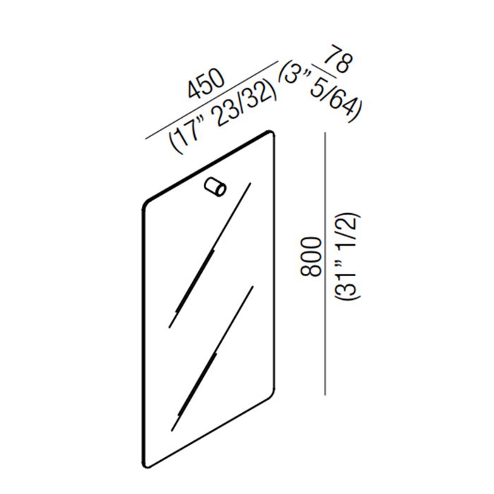 Agape Dot line Прямоугольное зеркало, 80x45см, с полированной кромкой, цвет: натуральный дуб