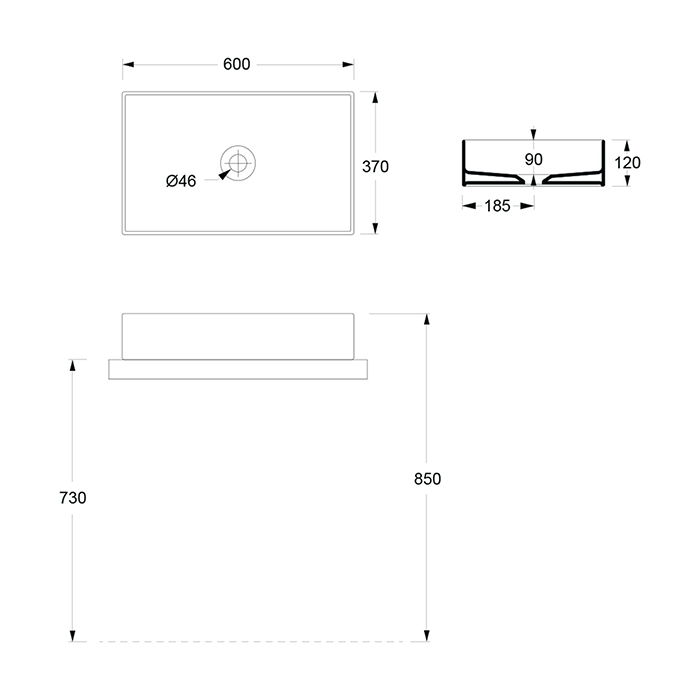 Alice Hide Раковина 60x37х12см., накладная, без отв., цвет: белый матовый