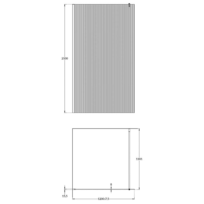 Kerama Marazzi Cristallo Душевое ограждение 120х210см, рифленое стекло, цвет: черный матовый