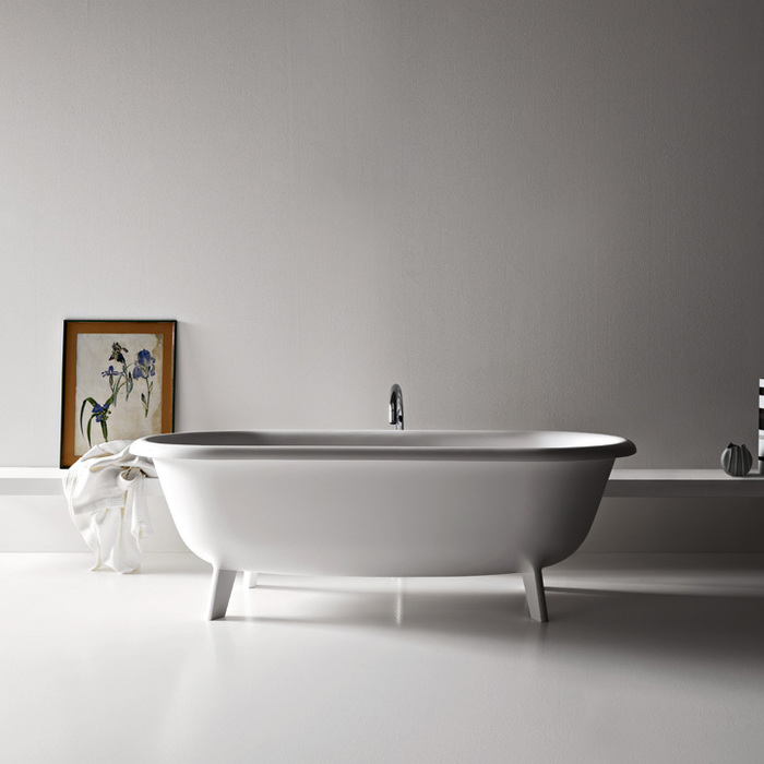 Agape Ottocento Small Ванна отдельностоящая 155x77.5x58 см, слив-перелив полированный хром, цвет: белый