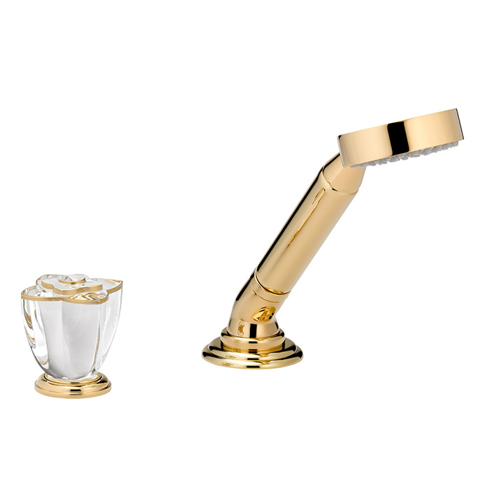 THG Petale de Cristal clair lisere dore Ручной душ на борт ванны, 2 отв., цвет: золото/прозрачный хрусталь с золотым декором