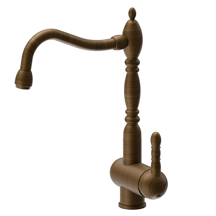 Newform  Marvel Смеситель для кухни, на 1 отв., поворотный излив retro style, цвет: brushed bronze