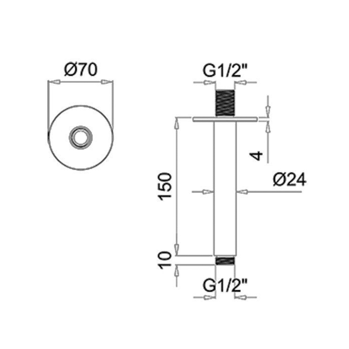 Almar Кронштейн для верхнего душа 15см., потолочный, цвет: Copper Brushed PVD