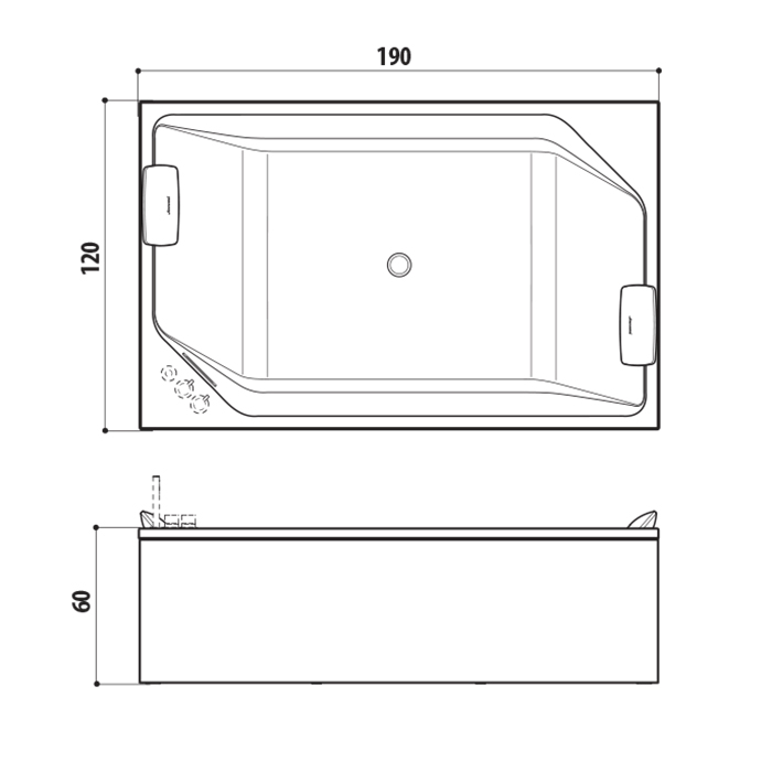 Jacuzzi Onira Ванна встраиваемая 190x120x60см, без отв., в комплекте 2 подушки, цвет: белый матовый