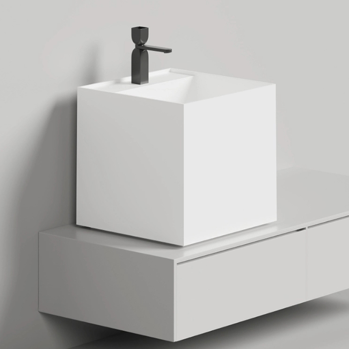 Salini Armonia Square TOP 03 Раковина накладная 45х45х45cм., с 1 отв, мат-л: S-Stone, цвет: белый матовый