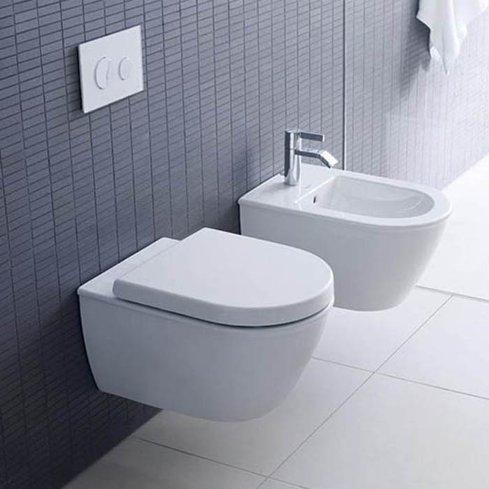 Duravit Darling New Унитаз подвесной Duravit Rimless® без смывного края, с вертикальным смывом, вкл. крепление Durafix, 37x54см, Цвет: Белый