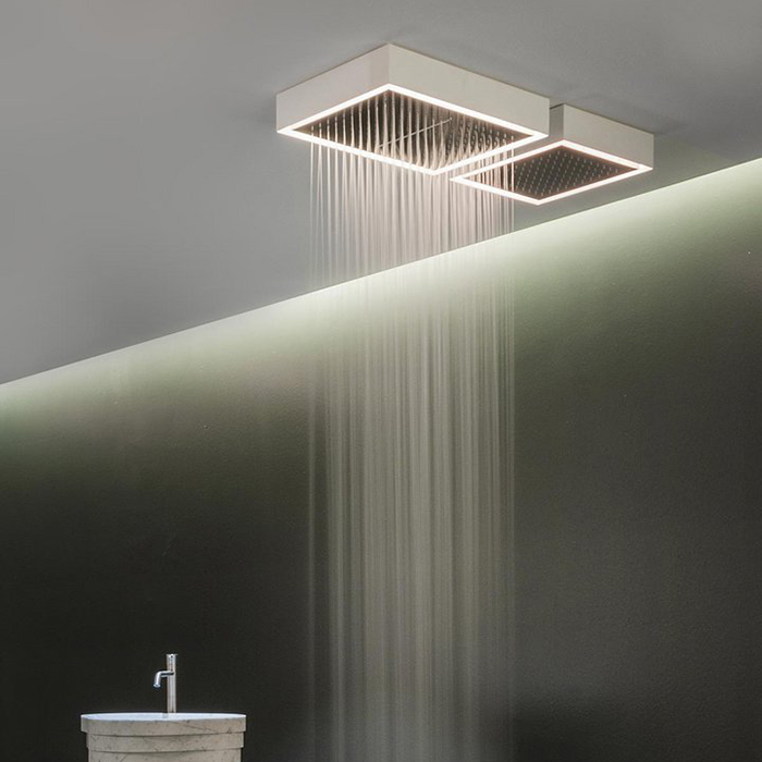 Antonio Lupi Fuorimeteo Внешний верхний душ, 52х36см, с подсветкой, цвет: белый/зеркальная сталь