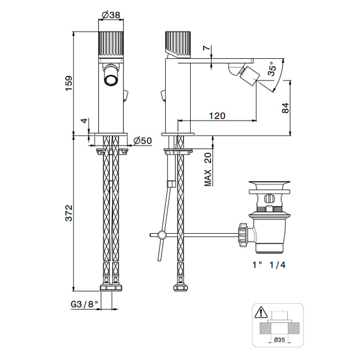 Newform Steel Line Смеситель для биде, 1 отв., с донным клапаном, цвет: stainless steel
