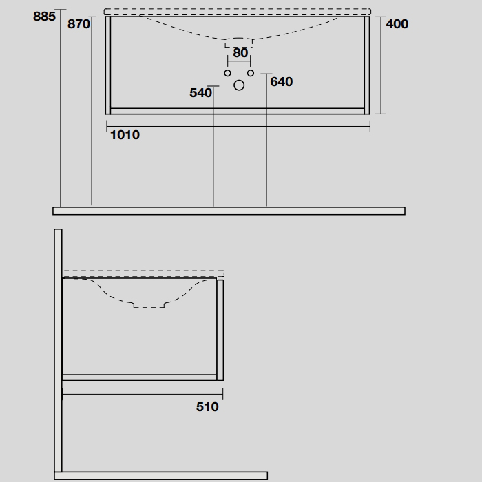 Kerasan Shape Mobile Комплект мебели 102х52см, подвесной, 1 ящик, цвет: черный/дуб