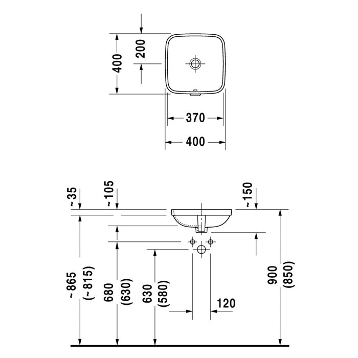 Duravit DuraStyle Раковина 37х37 см, без отв., цвет: белый 