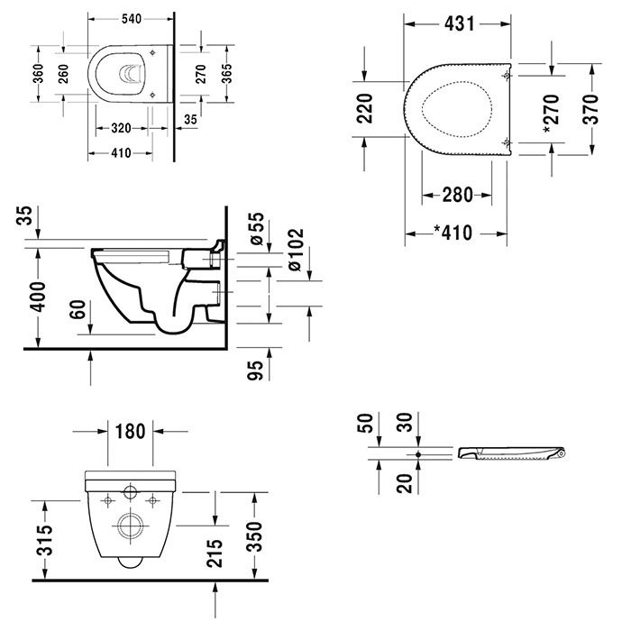 Duravit Starck 3 Комплект: подвесной унитаз Rimless + сиденье с микролифтом (Soft Close)