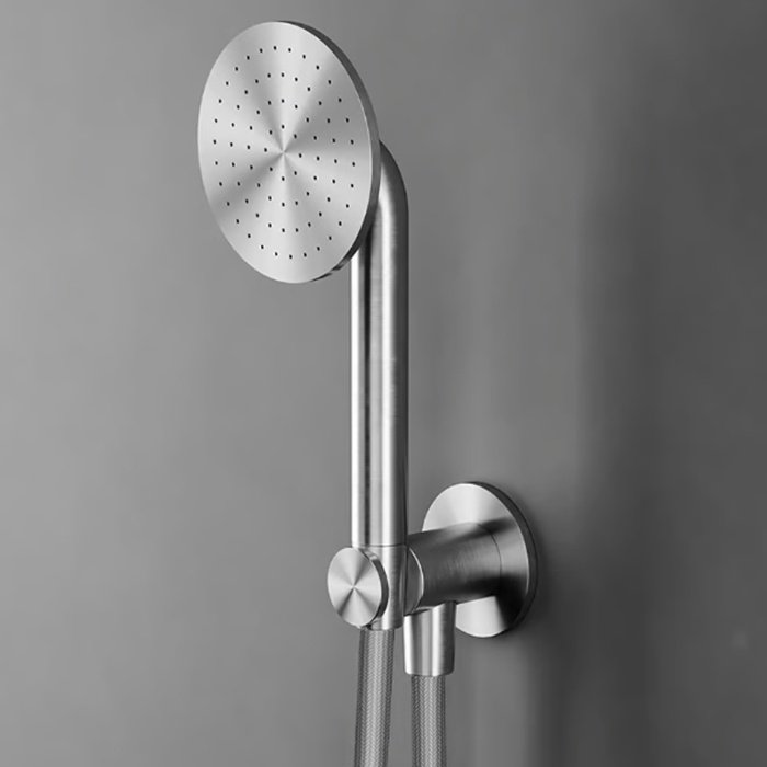QuadroDesign Душевой гарнитур, настенный, цвет: Brushed Stainless Steel