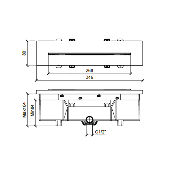 Almar Waterfall Wall Built-In Излив настенный 350×80 мм, "водопад", цвет: Copper 316 Brushed PVD