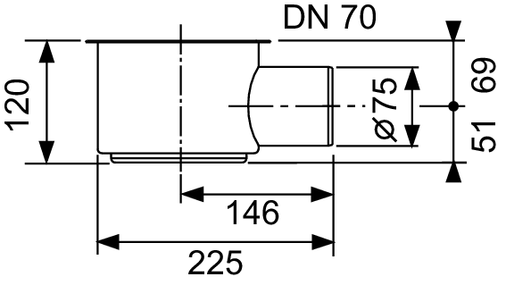 TECE drainline, сифон, 1,2 л/c, DN 50, выход вбок, высота монтажа от нижнего края сифона до верхнего края слива – 148 мм.
