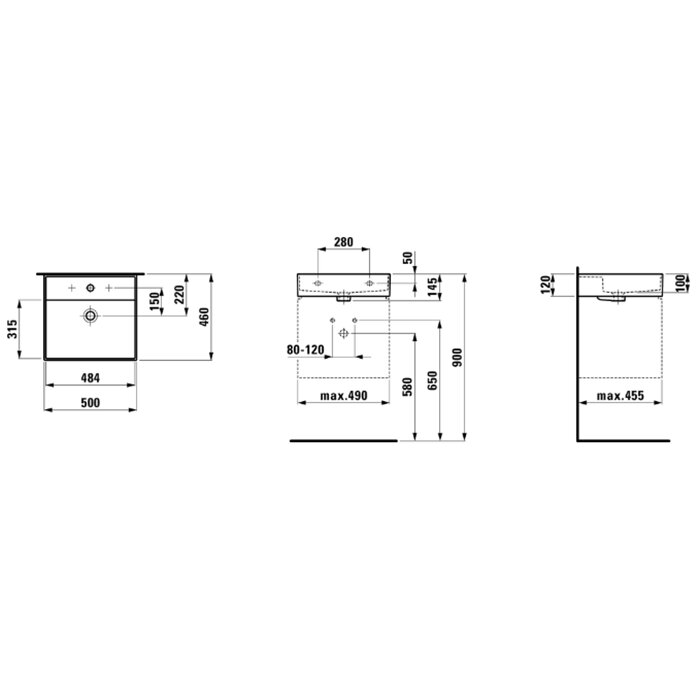 Laufen Kartell Раковина 50x46х14.5 см, без отв., цвет: белый