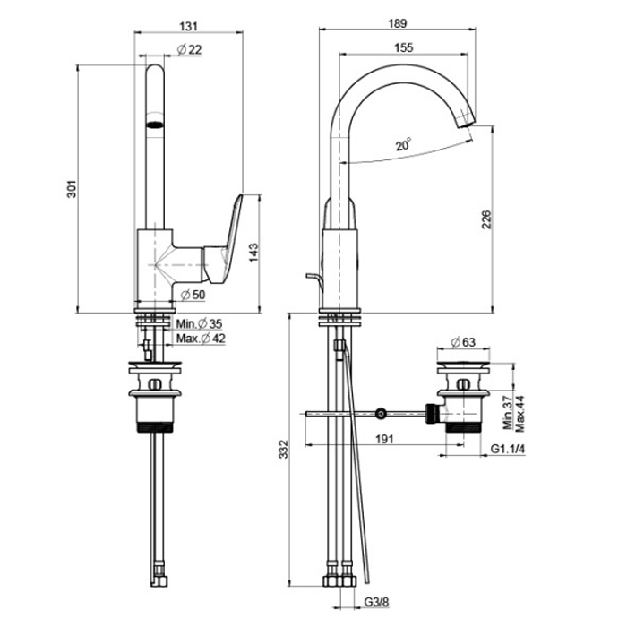 Carlo Frattini Spot Смеситель на раковину с вращающимся изливом, цвет: хром