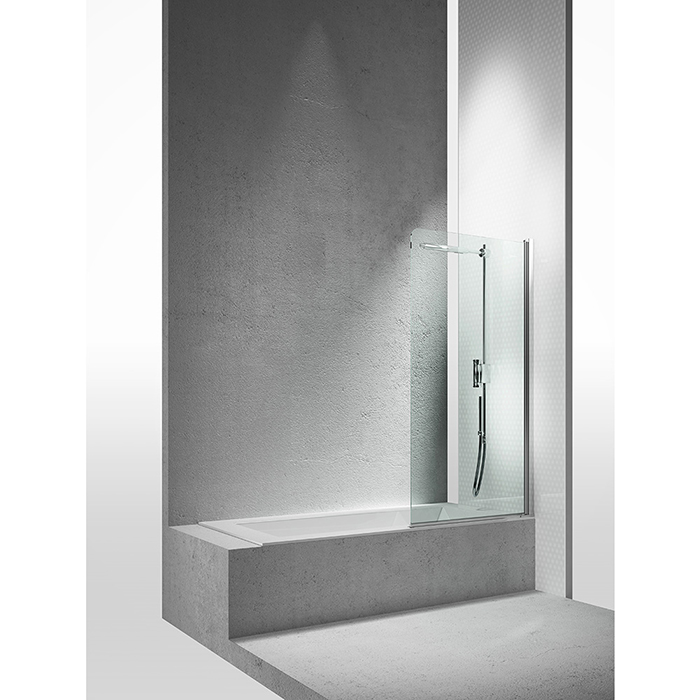 VismaraVetro Шторка на ванну LV, размер 70-72см, высота 150Нсм, DX (правая), стекло Transparent 04, профиль Bright Silver 21, TPA
