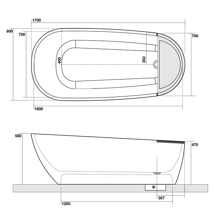 Kerasan Aquatech Ванна отдельностоящая 170х70см., цвет: белый