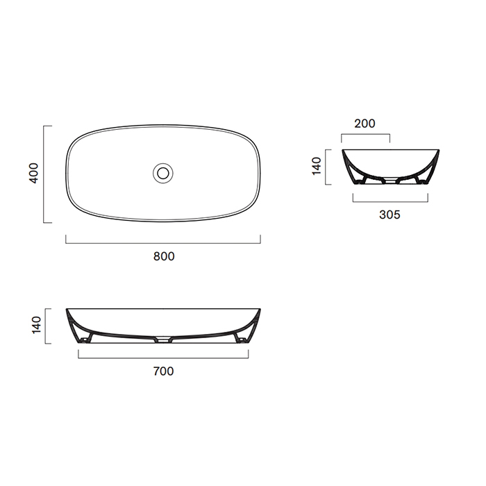 Catalano Alvea Раковина 80х40см., накладная, цвет: белый глянцевый