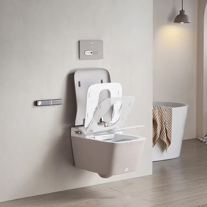 Arrow Glacier Унитаз Smart с функцией биде, 41x60см, подвесной, безободковый, клавиша смыва, цвет: бежевый