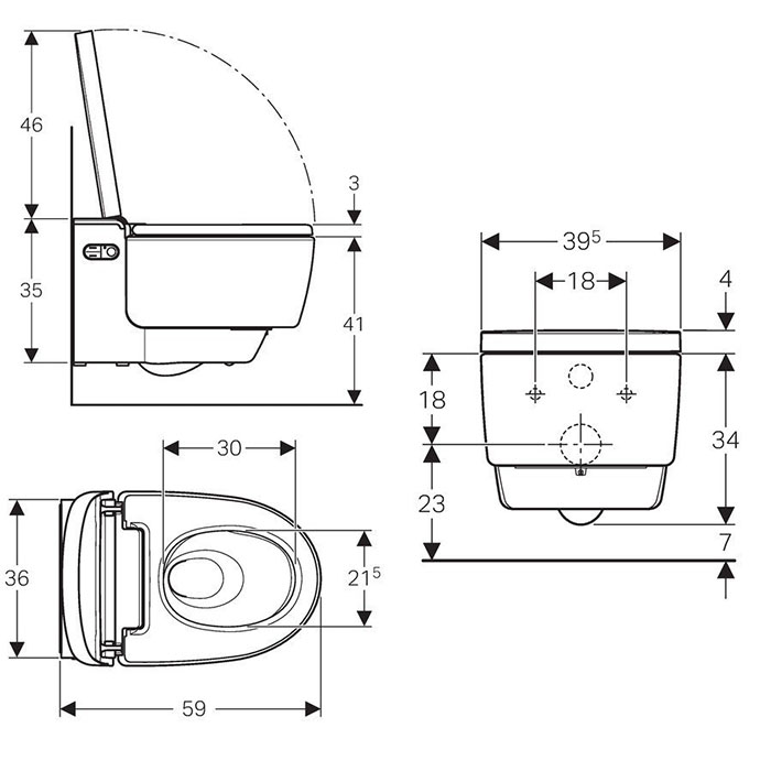 Geberit AquaClean Mera Comfort Унитаз-биде подвесной, KeraTect, цвет: белый