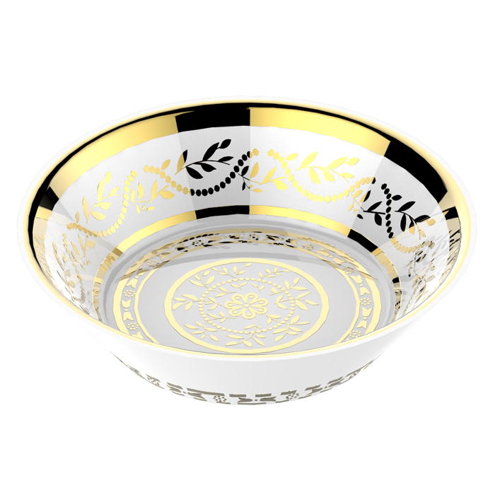 THG MARQUISE NOIR DECOR OR Блюдо керамическое ø130 мм., настольное, декор черный/золото, цвет: белый