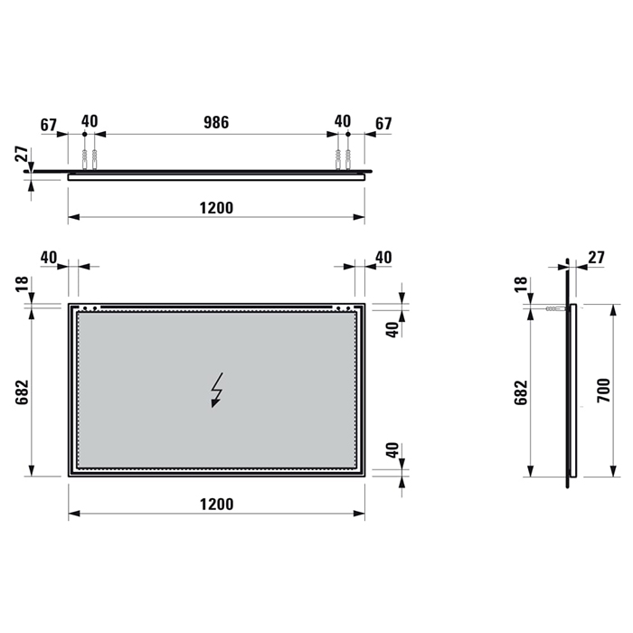 Laufen Frame 25 Зеркало 120x70см, подвесное, с алюминиевой рамой