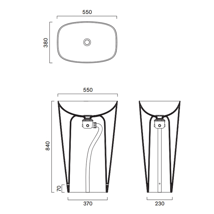 Catalano Green Раковина 55х38см., отдельностоящая, слив в пол,  цвет: белый глянцевый