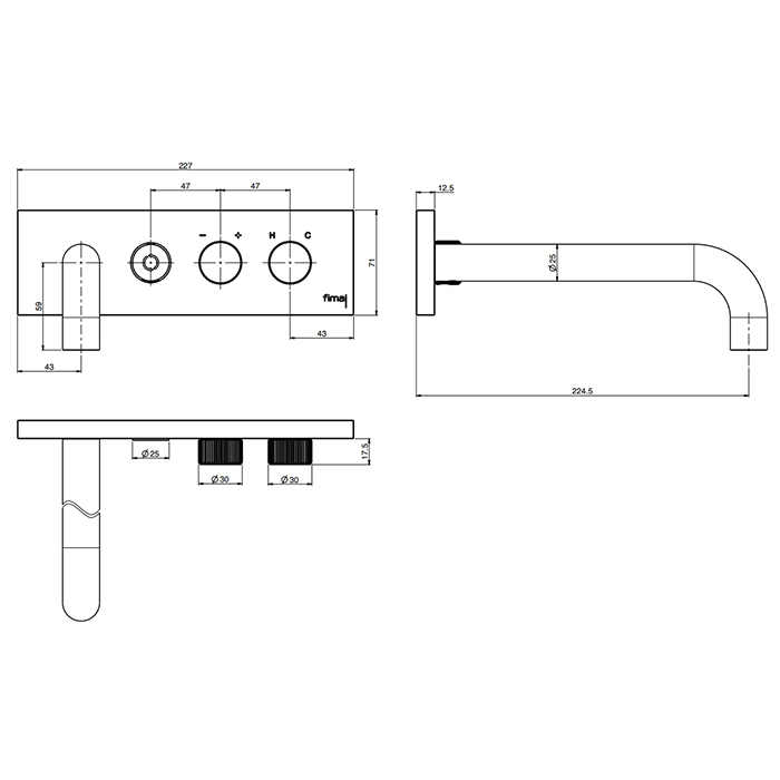 Fima Carlo Frattini Switch ON Смеситель для ванны, встраиваемый, с переключателем на 2 выхода, цвет: черный матовый
