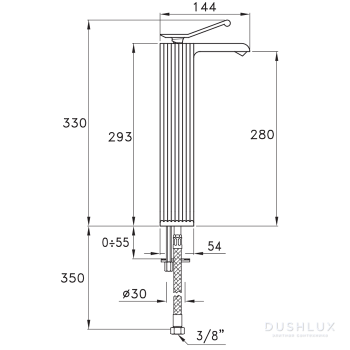 Stella Casanova Смеситель для раковины, на 1 отв, высокий, без донного клапана, цвет: никель матовый