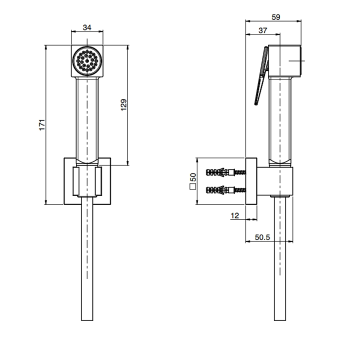 Fima Carlo Frattini Collettività Гигиенический душ, настенный, со шлангом 120см., с угловым вентелем, цвет: золото