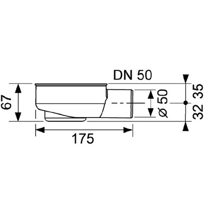 TECE drainline, сифон, 0,7 л/c, DN 50, выход вбок, высота монтажа от нижнего края сифона до верхнего края слива – 95 мм.