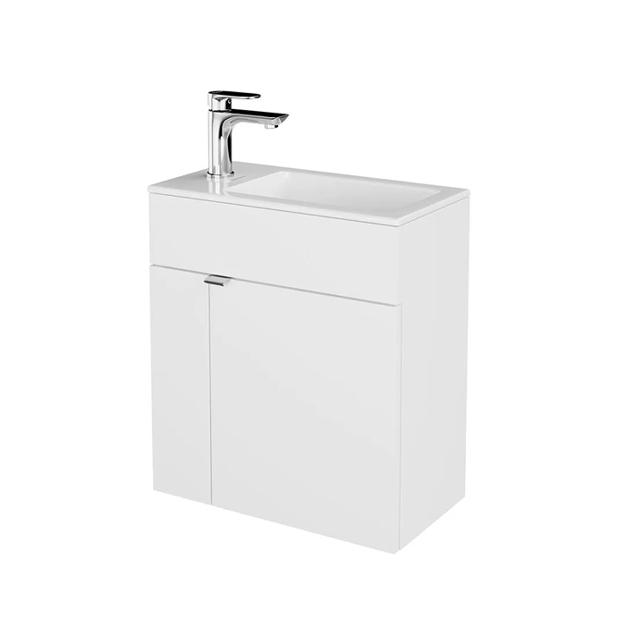 Kerama Marazzi Lato Тумба подвесная с раковиной, 49.5х27х55см., с дверцей, цвет: белая глянцевая