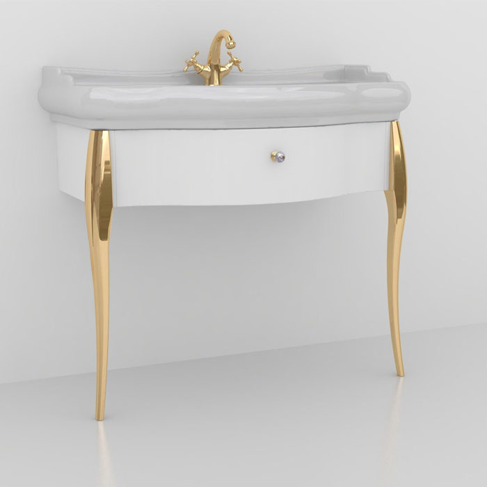 Kerasan Retro Комплект мебели 100см, подвесной, цвет: белый / золото