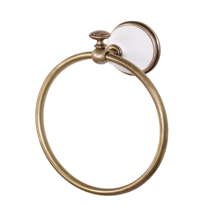 TW Harmony 015, полотенцедержатель "кольцо", подвесной, цвет: белый/бронза